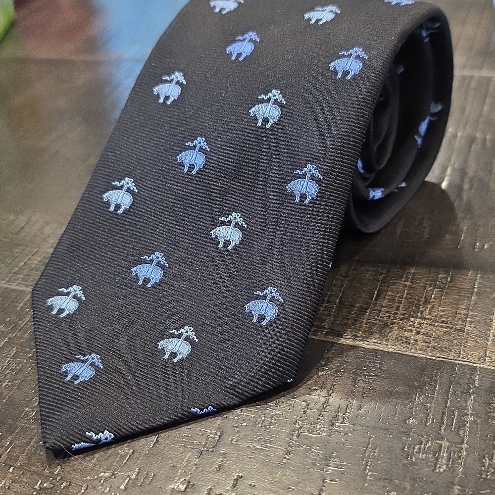 Brooks Brothers Black Tie with Blue Motif
